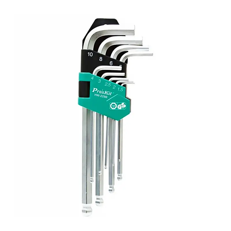 Pro'Skit Hw-129 9-Piece Ball-End Long-Arm Hex Key Set For Tight-Angle Access 1