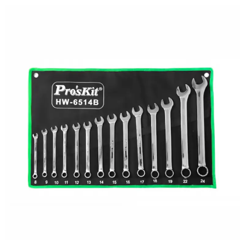 Pro'Skit Hw-6514B 14-Piece Chrome Vanadium Combination Wrench Set (Metric) 1