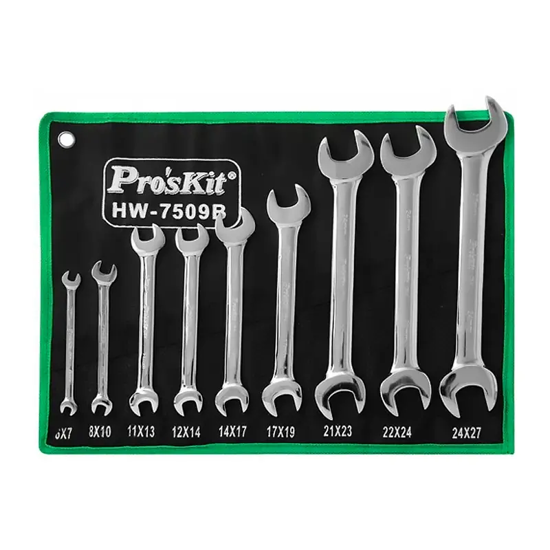 Pro'Skit Hw-7509B 9-Piece Chrome Vanadium Double-Open End Wrench Set 1