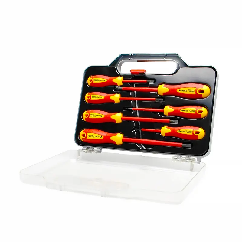 Pro'Skit Sd-8012 7-Piece Vde-Certified Insulated Screwdriver Set – Safety Rated 1