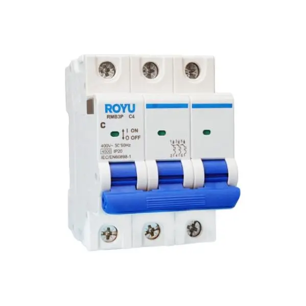 Royu 4.5Ka Three-Pole Miniature Circuit Breaker – Din Rail Mount (3 Modules) 1