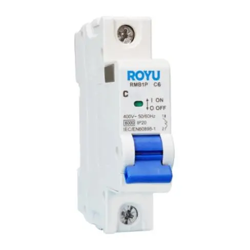 Royu 6Ka Single-Pole Miniature Circuit Breaker – Din Rail Mount (1 Module) 1