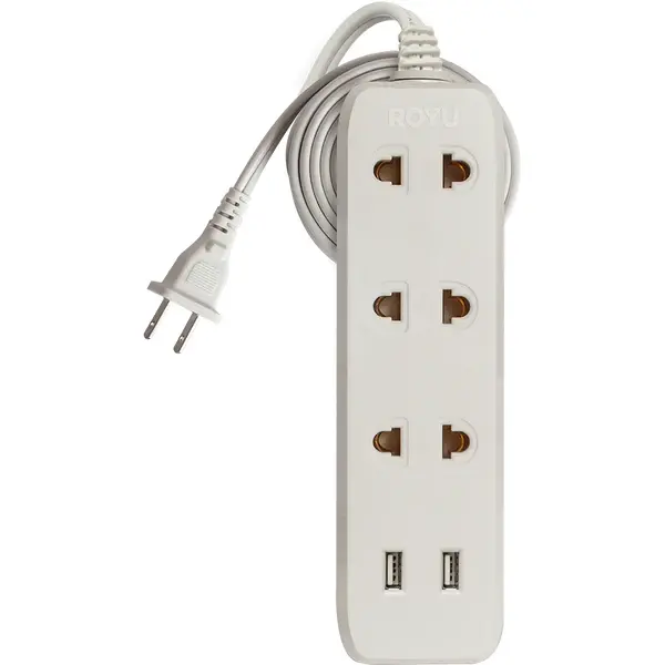 Royu Redec123/W Three-Gang Universal Extension Cord With Dual Usb Charging Ports 1