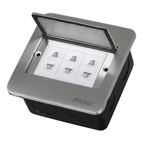 Royu Rwf51 Wide Square Floor Receptacle – 3-Gang Universal Outlet, 15A 1