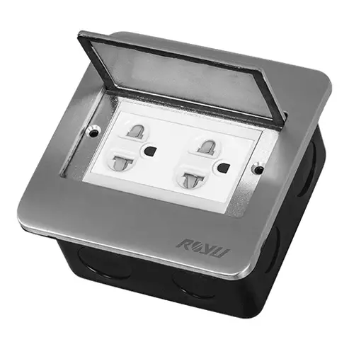 Royu Rwf52 Wide Square Floor Receptacle – Duplex Universal Outlet With Ground & Shutters 1