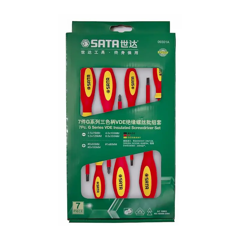 Sata 09301App Vde-Insulated Screwdriver Set – G-Series, 6-Piece Professional Kit 1
