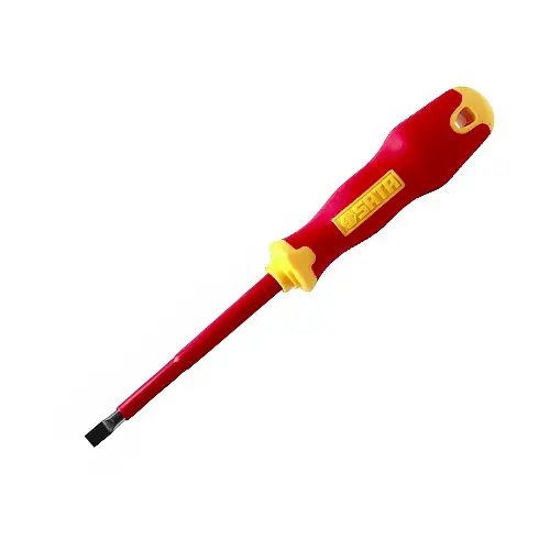 Sata Cushion-Grip Vde-Rated Slotted Screwdriver – Electrician-Safe Flat-Tip Design 1