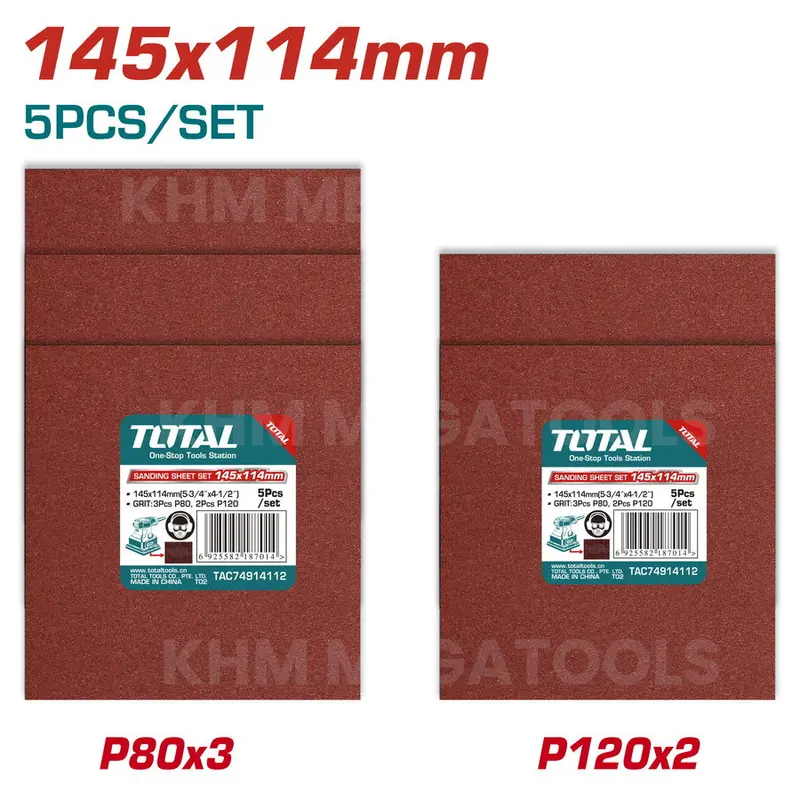Total 145 × 114 Mm Sanding Sheets – Pack Of 5 (Tac74914112) 1