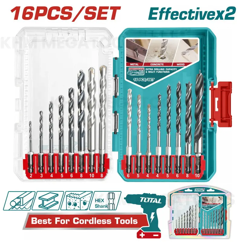 Total 16-Piece Assorted Drill Bit Set – Tacsdl11608 1