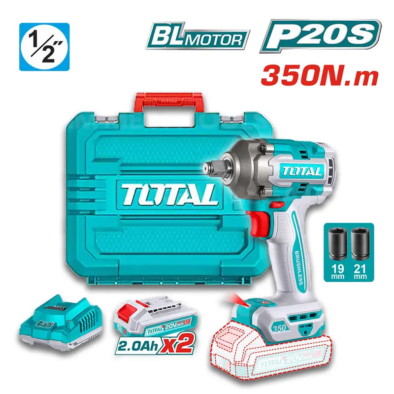 Total 20V Brushless Cordless Impact Wrench – 350 N·M (Tiwli2035 Kit) 1