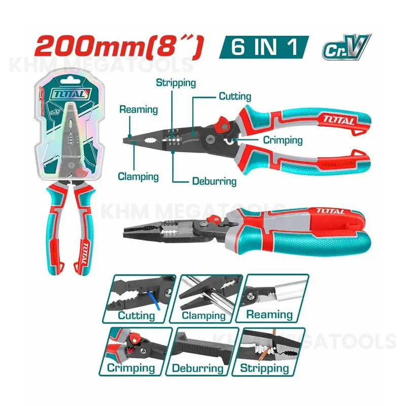 Total 8-Inch 6-In-1 Multi-Function Long-Nose Plier – Thtmf286 1