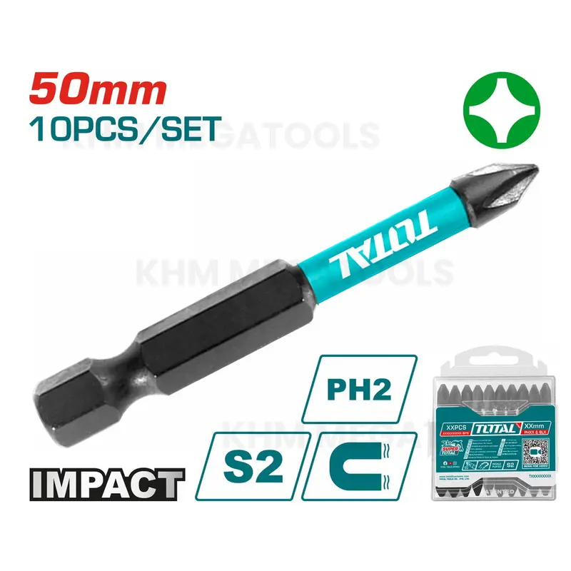 Total Tacim16Ph223 10-Piece Impact Screwdriver Bit Set – 50 Mm Length 1