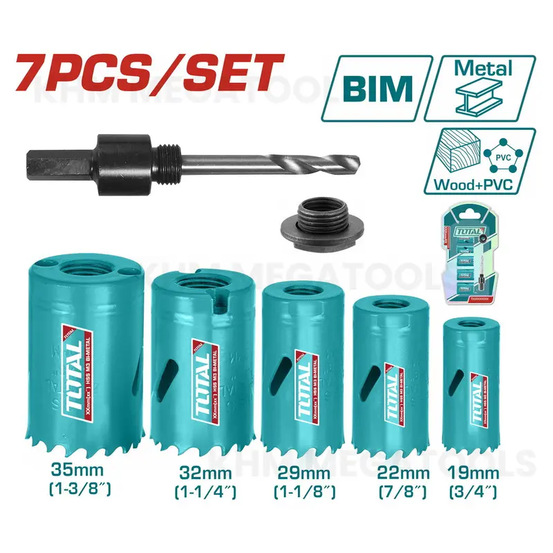 Total Tacsh1071 7-Piece Bi-Metal Hole Saw Set – Variable Diameter Assortment 1