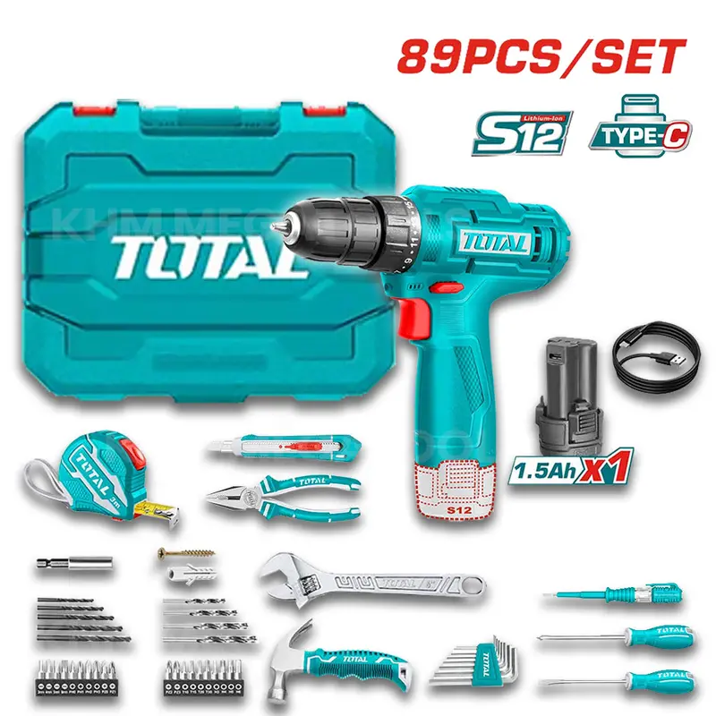 Total Thkthp10892 89-Piece Cordless Tool Kit – Includes 12V Drill 1