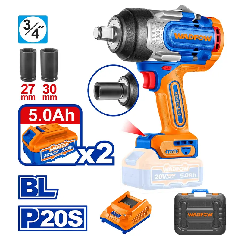 Wadfow Wcd1B128 20V High-Torque Cordless Impact Wrench – 1280 N·M 1