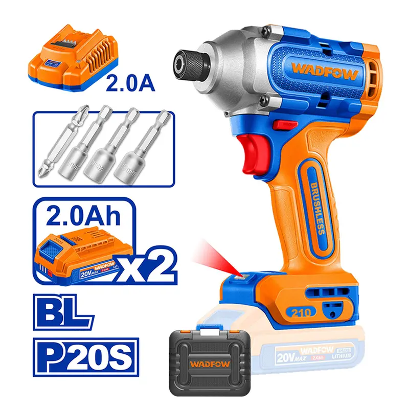 Wadfow Wcd2B21 20V Brushless Cordless Impact Driver – High Efficiency 1