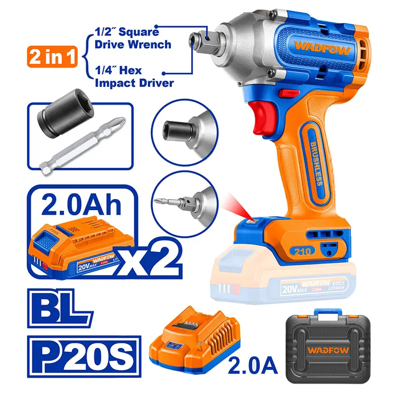 Wadfow Wcd3B21 20V Heavy-Duty Cordless Impact Driver – Dual-Speed Mode 1
