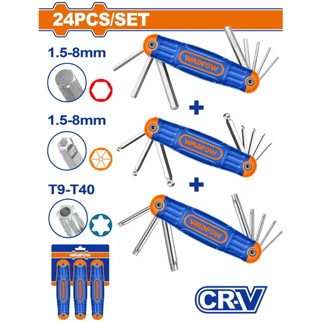 Wadfow Whk4203 Compact Hex And Torx Folding Key Set 1
