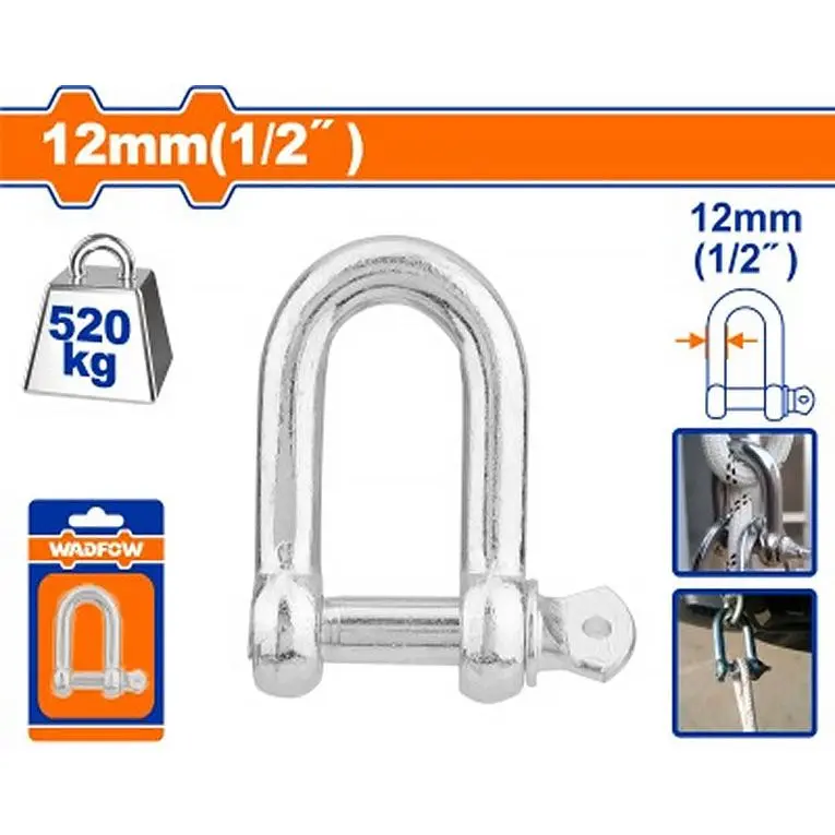 Wadfow Wsak2K12 12Mm (1/2") Screw Pin Dee Shackle – High-Strength Steel 1