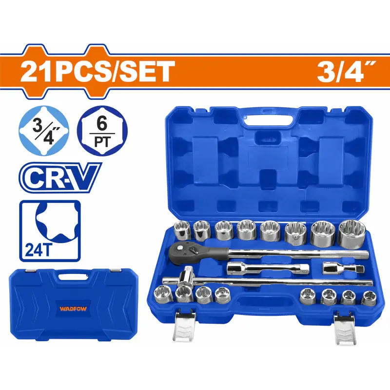 Wadfow Wst4D21 21-Piece 3/4" Heavy-Duty Socket Set 1
