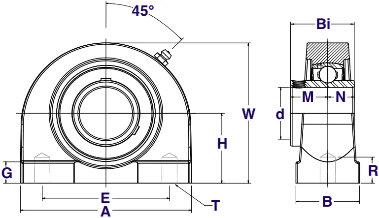 Uctb208-24 Tapped Base Pillow Block Bearing — 1-1/2" Bore 1